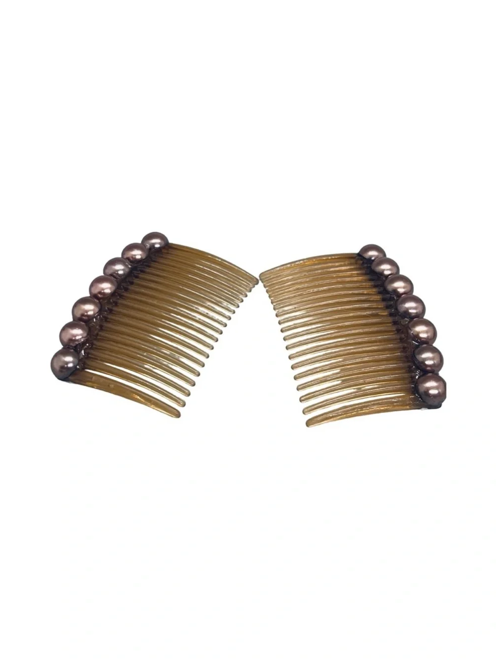 Elegant Brown Hair Combs with Metallic Brown Accents 2 pc Set FINAL PRICE DROP